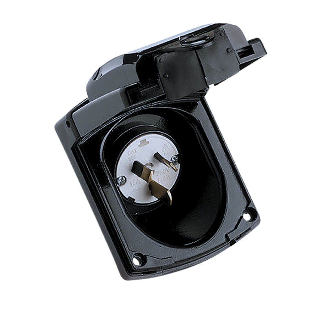 15A Power Inlet Socket - Black